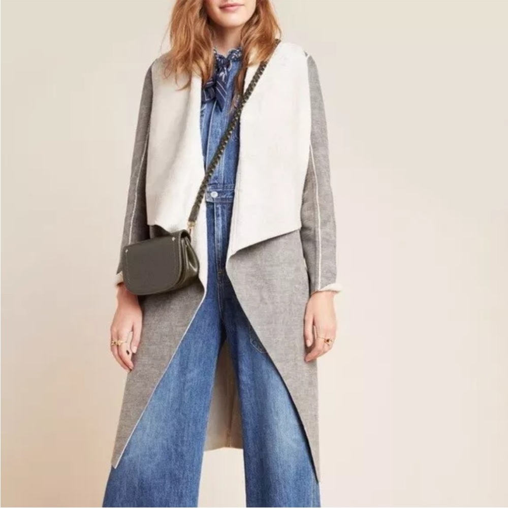Amadi for Anthropologie Camilla Gray Open Duster Jacket NWT XS